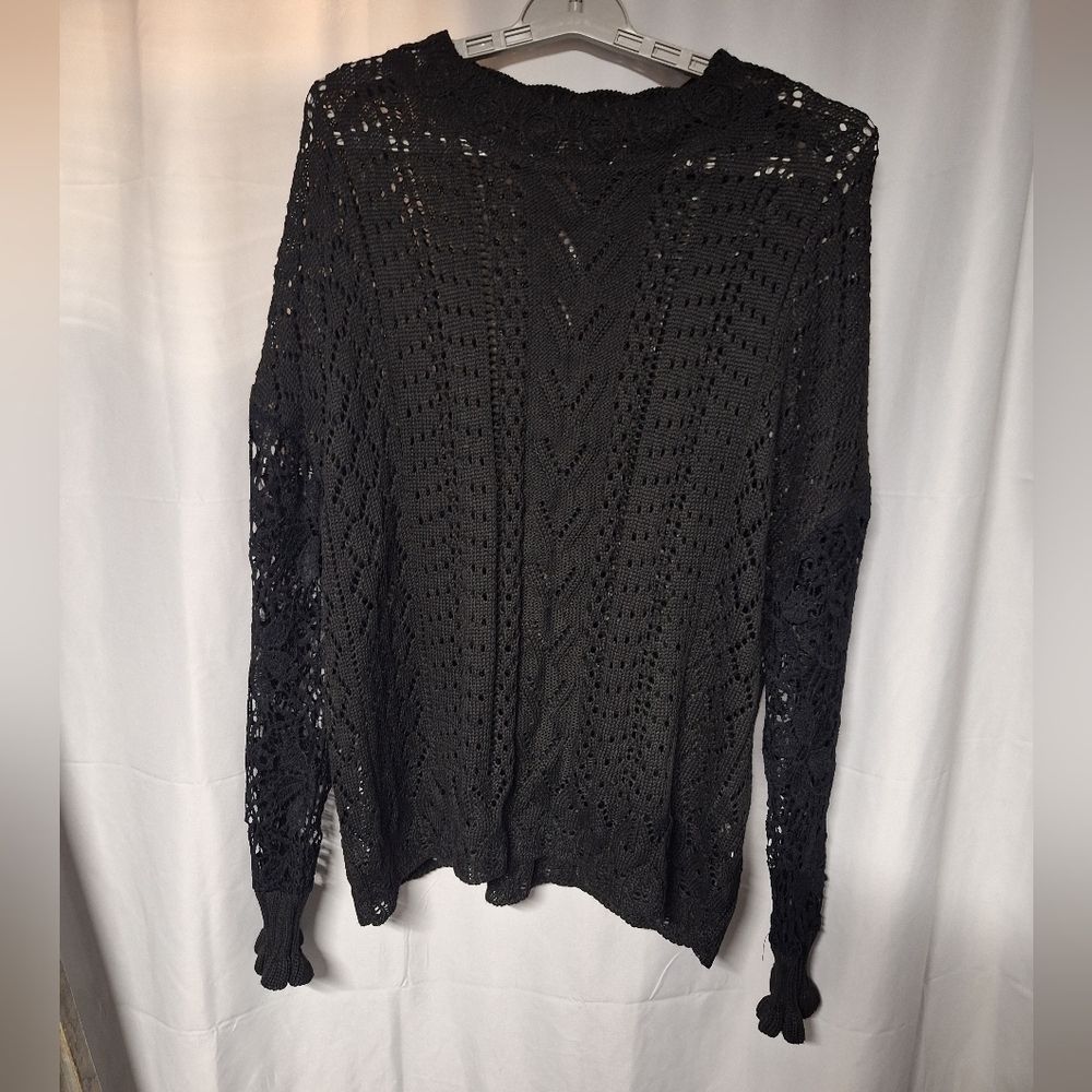 Chic Black Lace Knit Sweater